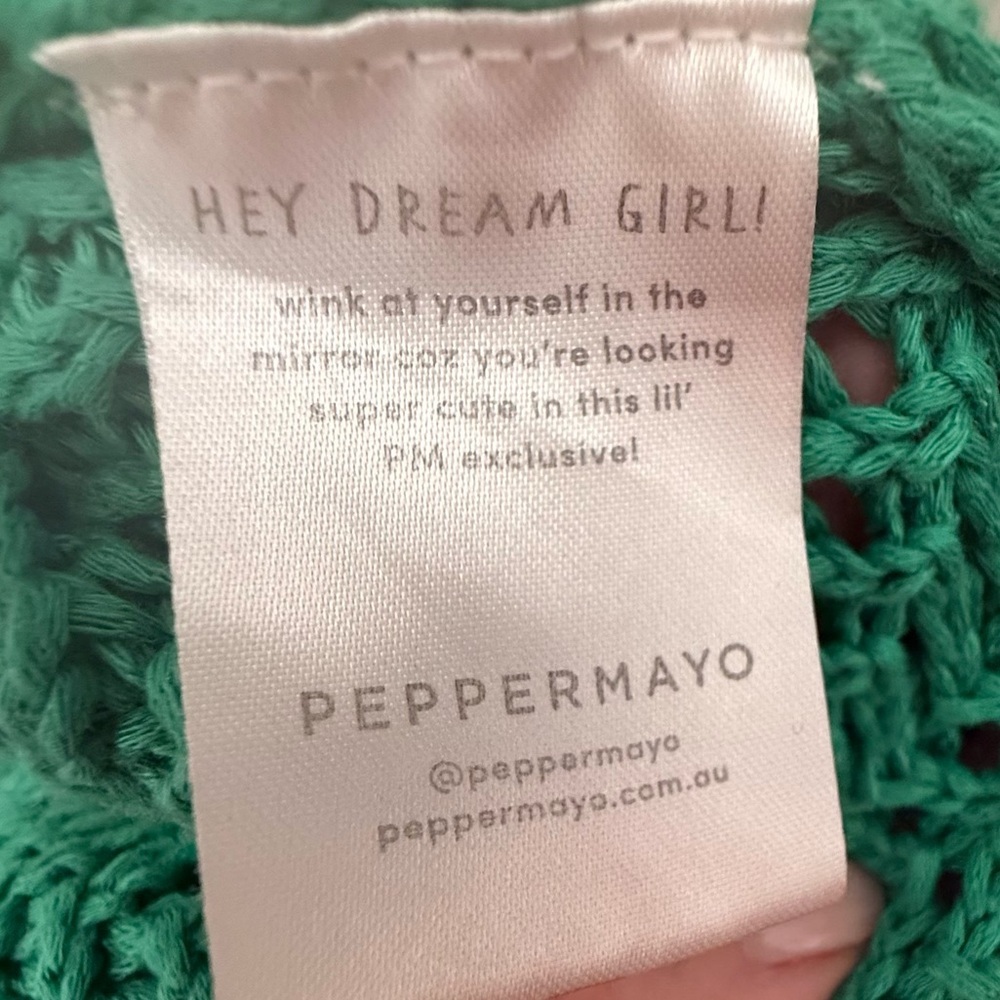 Peppermayo Haven Crochet Cut-Out Maxi Dress Green Two-Tone Size S/M - Picture 7 of 11